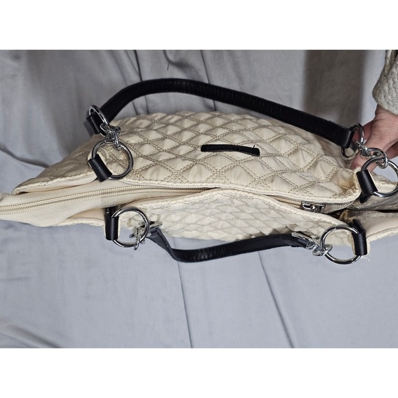 MIKAXQI & BAGS IVORY QUILTED DBL HANDLE SHOULDER WOMEN'S PURSE BAG TOTE 10x10" - Picture 13 of 13